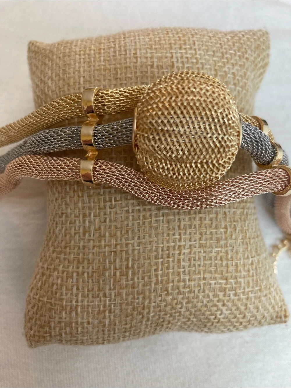 Three Tone Vintage Statement Mesh Bracelet